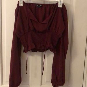 Off shoulder flowy maroon dressy top